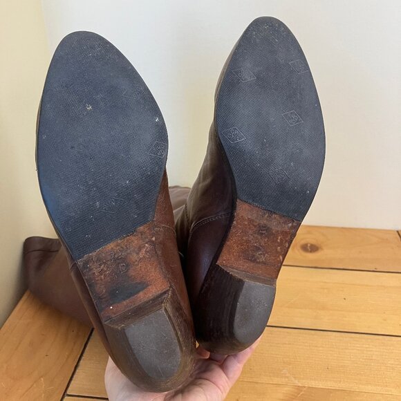 Sesto Meucci Brown Leather Tall Boots Vintage Made in Italy Boho Western Style - Picture 8 of 9